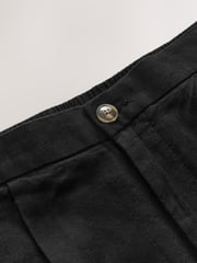 Black Regular Fit Cotton Linen Blend Elasticated Back Trousers - Image 9 of 11