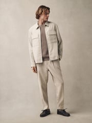 Ecru Regular Fit Cotton Linen Blend Elasticated Back Trousers - Image 2 of 9