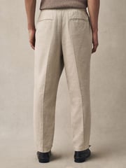 Ecru Regular Fit Cotton Linen Blend Elasticated Back Trousers - Image 3 of 9
