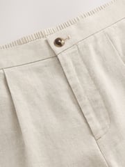 Ecru Regular Fit Cotton Linen Blend Elasticated Back Trousers - Image 7 of 9