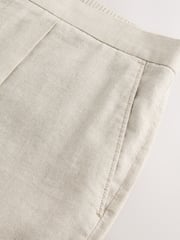 Ecru Regular Fit Cotton Linen Blend Elasticated Back Trousers - Image 8 of 9