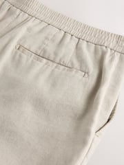 Ecru Regular Fit Cotton Linen Blend Elasticated Back Trousers - Image 9 of 9