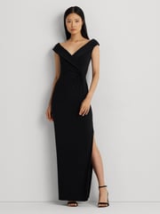 Lauren Ralph Lauren Leonidas V Neck Rouched Jersey Gown Dress - Image 5 of 7