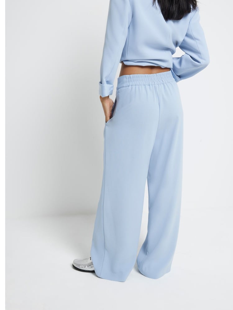 River Island Blue Petite Wide Leg Tailored Trousers - Image 2 of 6 River Island Blue Petite Wide Leg Tailored Trousers - Image 2 of 6