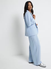 River Island Blue Petite Wide Leg Tailored Trousers - Image 3 of 6