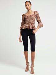 River Island Leopard Print Shirred Top - Image 1 of 4