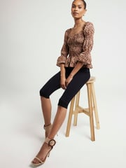 River Island Leopard Print Shirred Top - Image 2 of 4