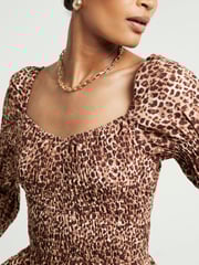 River Island Leopard Print Shirred Top - Image 3 of 4