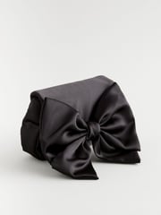 Black Statement Satin Bow Bag - Image 1 of 4