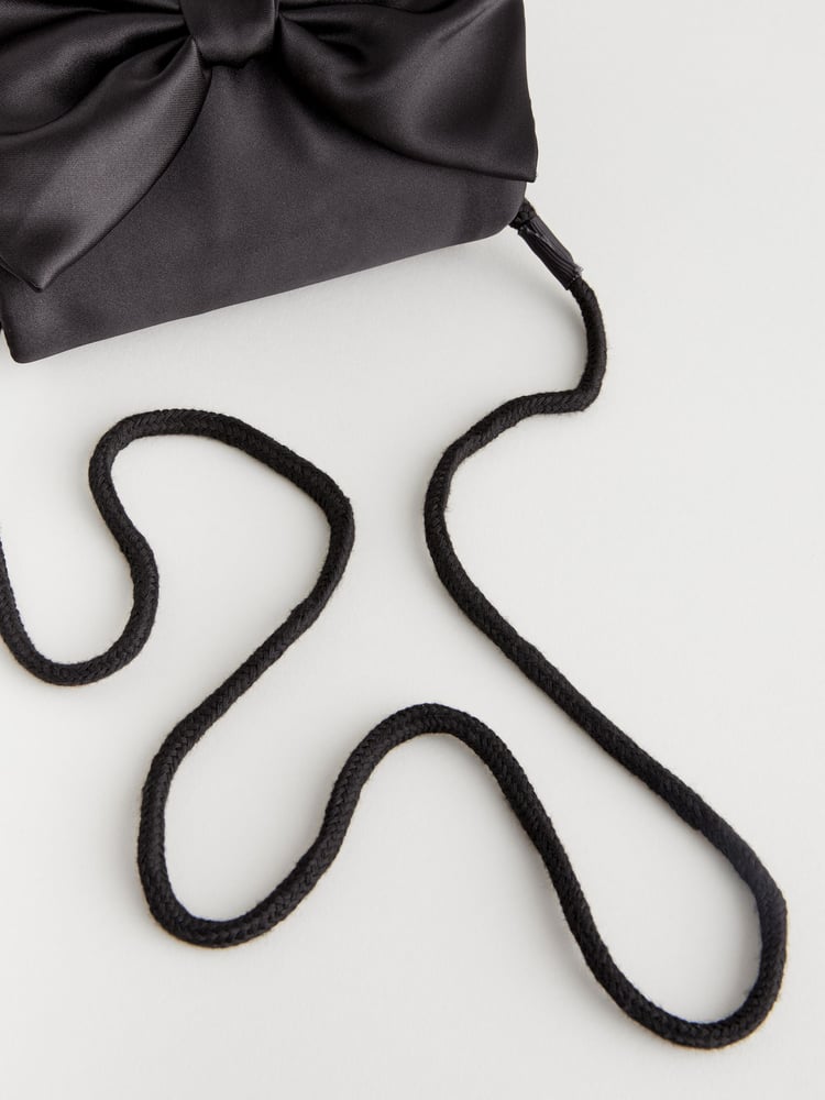 Black Statement Satin Bow Bag - Image 4 of 4 Black Statement Satin Bow Bag - Image 4 of 4