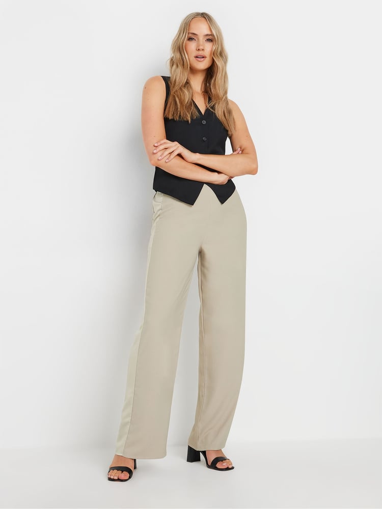 Long Tall Sally Natural Satin Side Stripe Trousers - Image 1 of 5