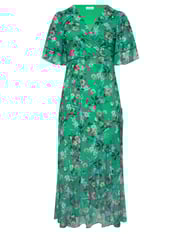 Yours Curve Green London Ruffle Wrap Mesh Dress - Image 5 of 5