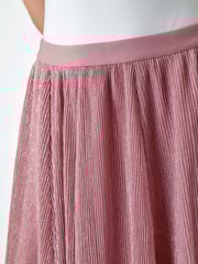Roman Pink A-Line Shimmer Stretch Midi Skirt - Image 5 of 5