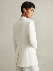 Reiss White Leanna Wool Blend Double Breasted Tux Blazer - Image 4 of 6