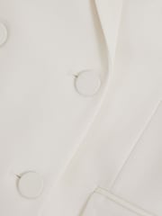 Reiss White Leanna Wool Blend Double Breasted Tux Blazer - Image 6 of 6