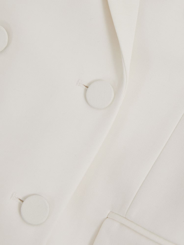 Reiss White Leanna Wool Blend Double Breasted Tux Blazer - Image 6 of 6