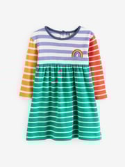 Frugi Girls Blue Multi Striped Hotchpotch Dress - Image 2 of 2