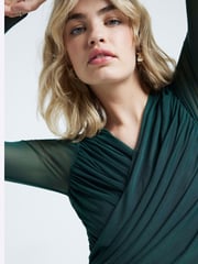 River Island Green Drape Wrap Mesh Top - Image 3 of 4