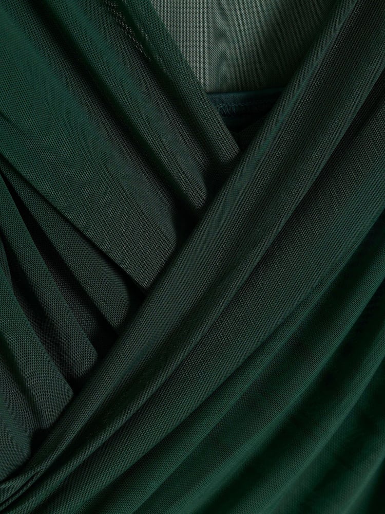River Island Green Drape Wrap Mesh Top - Image 4 of 4 River Island Green Drape Wrap Mesh Top - Image 4 of 4