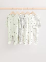 Green Baby 100% Cotton Sleepsuit 5 Pack (0mths-2yrs) - Image 1 of 13
