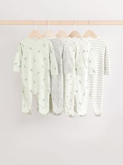 Green Baby 100% Cotton Sleepsuit 5 Pack (0mths-2yrs) - Image 2 of 13