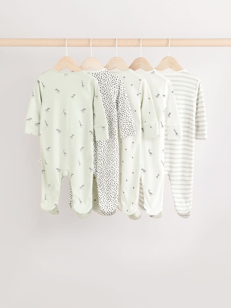 Green Baby 100% Cotton Sleepsuit 5 Pack (0mths-2yrs) - Image 2 of 13
