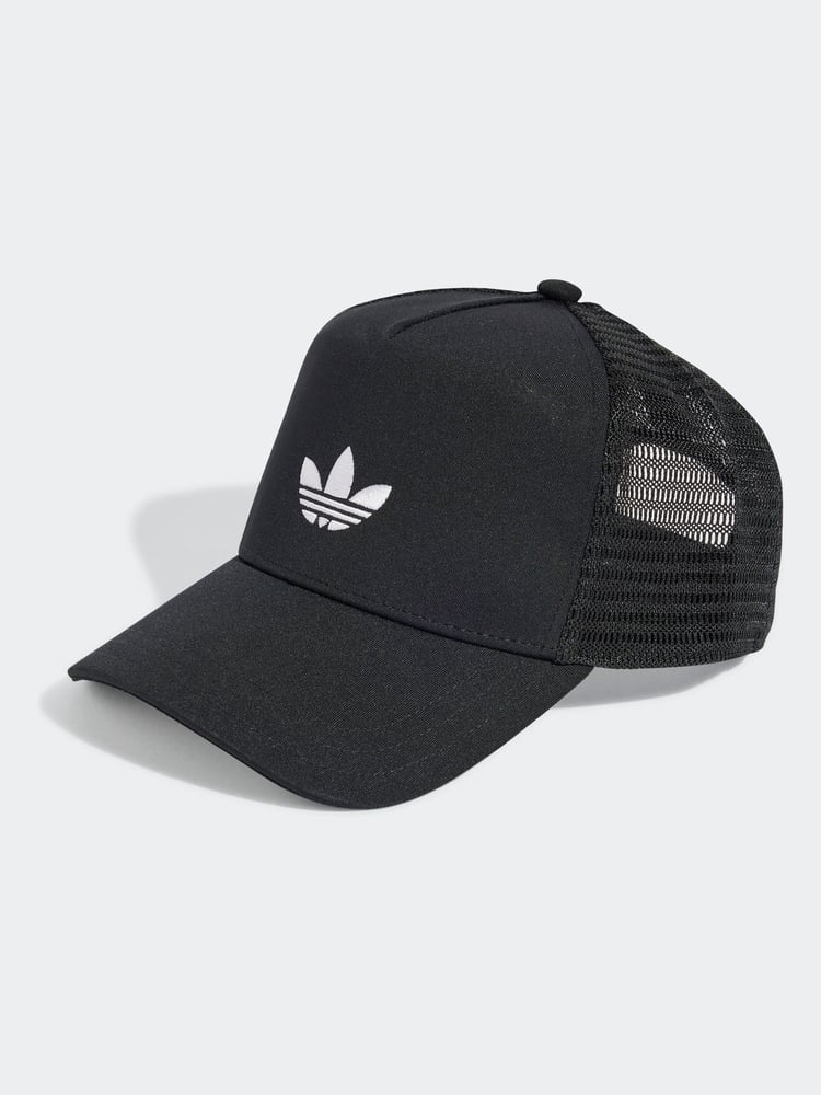 adidas Originals Black Curved Trucker Cap - Image 1 of 4