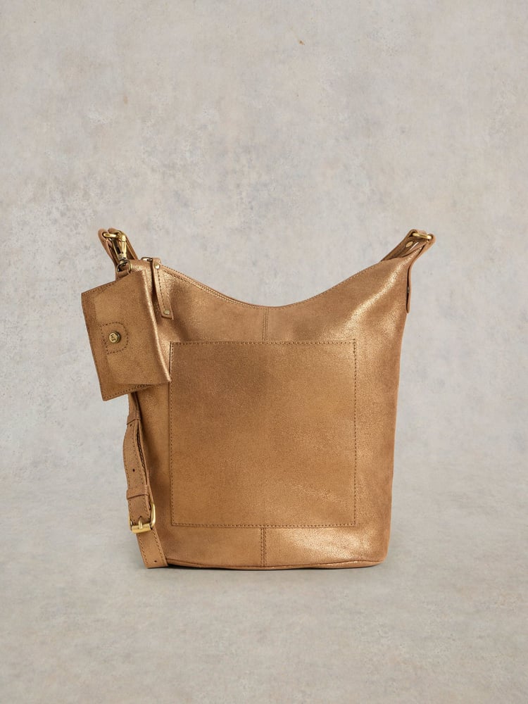 White Stuff Metallic Fern Leather Cross-Body Bag - Image 1 of 5