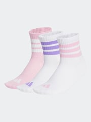 adidas White Ribbed 3 Pack Socks - Image 1 of 4