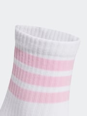 adidas White Ribbed 3 Pack Socks - Image 4 of 4