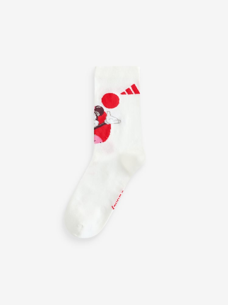 adidas Pink/White Little Kids Minnie Mouse Socks 3 Pack - Image 4 of 4