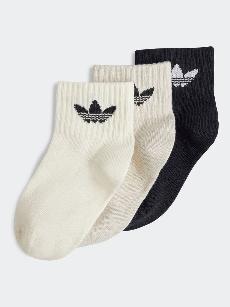 adidas Originals White/Black Kids Ankle Socks 3Pack - Image 1 of 1