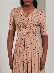 Jolie Moi Brown/Navy Half Sleeve Jersey Maxi Dress - Image 3 of 6