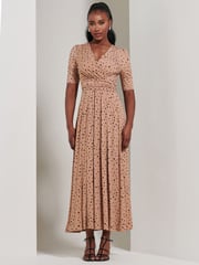 Jolie Moi Brown/Navy Half Sleeve Jersey Maxi Dress - Image 5 of 6