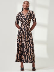 Jolie Moi Brown Half Sleeve Jersey Maxi Dress - Image 5 of 6