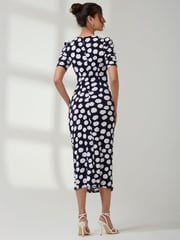 Jolie Moi Black Puff Sleeve Bodycon Midi Dress - Image 2 of 6