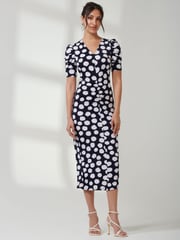Jolie Moi Black Puff Sleeve Bodycon Midi Dress - Image 4 of 6