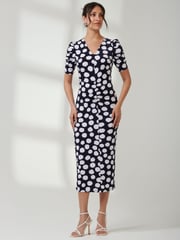 Jolie Moi Black Puff Sleeve Bodycon Midi Dress - Image 6 of 6