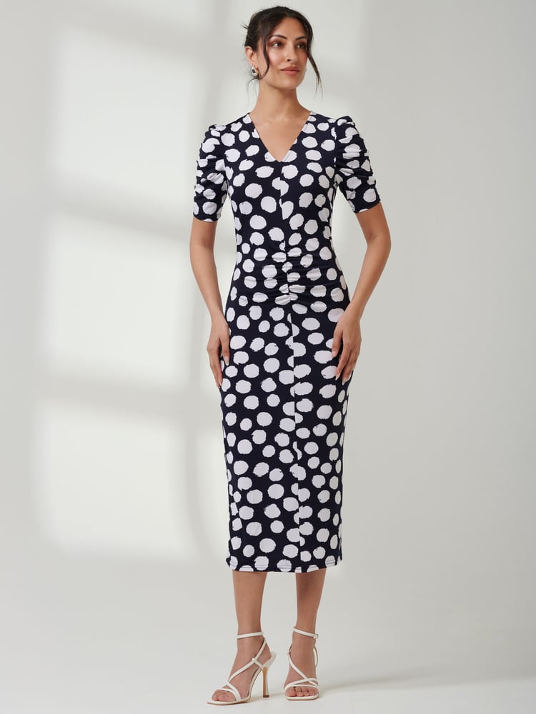 Jolie Moi Black Puff Sleeve Bodycon Midi Dress - Image 6 of 6