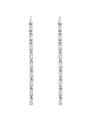 Ted Baker Silver Tone Isalie Crystal Baguette Slinky Drop Earrings - Image 3 of 7