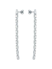 Ted Baker Silver Tone Isalie Crystal Baguette Slinky Drop Earrings - Image 4 of 7