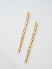 Ted Baker Gold Tone Isalie Crystal Baguette Slinky Drop Earrings - Image 1 of 7
