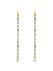 Ted Baker Gold Tone Isalie Crystal Baguette Slinky Drop Earrings - Image 3 of 7