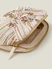 Accessorize Cream Beaded Mirror Cloud Clutch Bag - Image 3 of 4