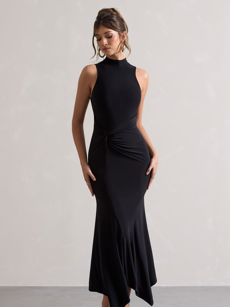 Club L London Black Brionna Twist Front Maxi Dress - Image 1 of 5