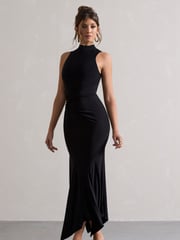 Club L London Black Brionna Twist Front Maxi Dress - Image 2 of 5