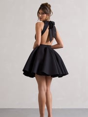 Club L London Black Waverly  Racer-Neck Sleeveless Skater Mini Dress - Image 5 of 6