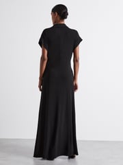 Reiss Black Alexandra Atelier Polo Collar Jersey Maxi Dress - Image 5 of 6