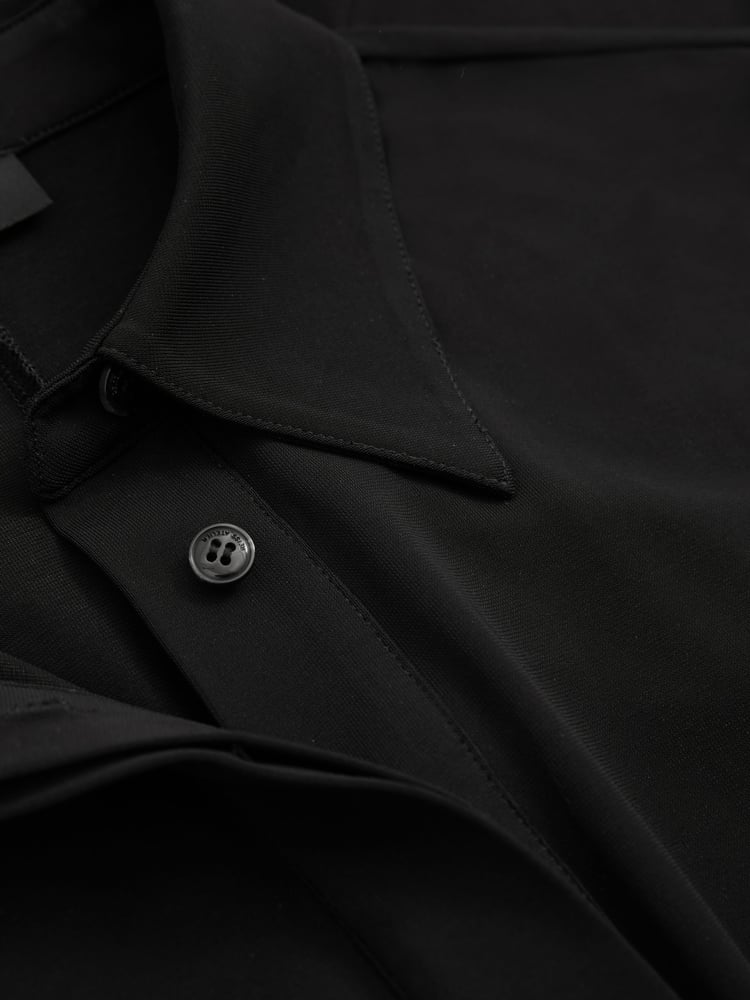 Reiss Black Alexandra Atelier Polo Collar Jersey Maxi Dress - Image 6 of 6
