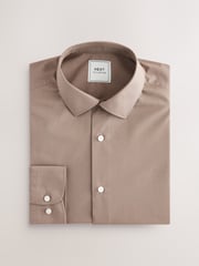 Neutral/Ecru/Black Slim Fit Easy Care Textured Single Cuff Smart Shirts 3 Pack - Image 10 of 13